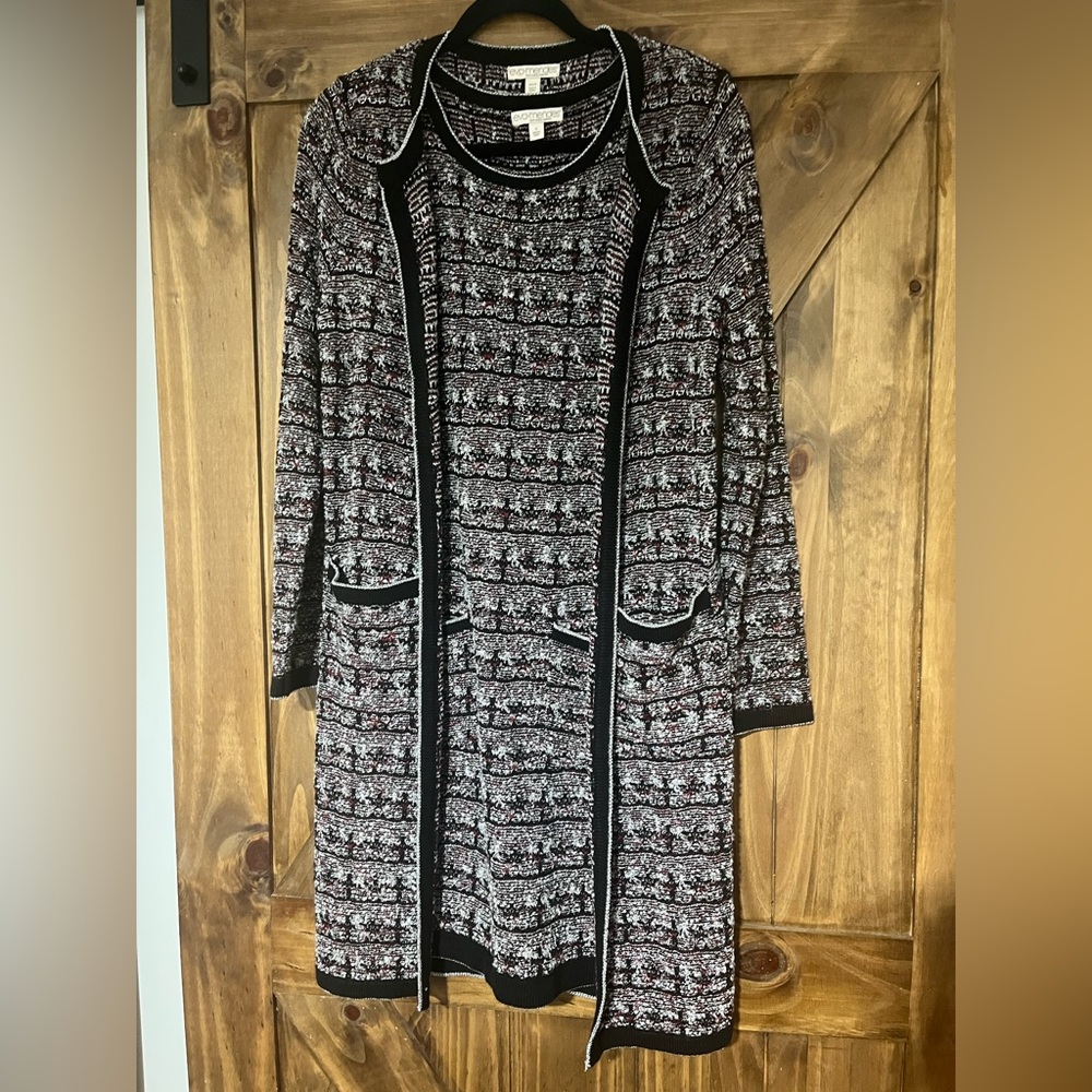 New York & Company Eva Mendes Black and Red Knit Dress/Sweater Set